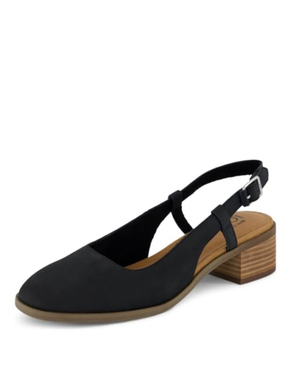 Women's Slingback Pump with Cushioned Foam Insole Leather Heel